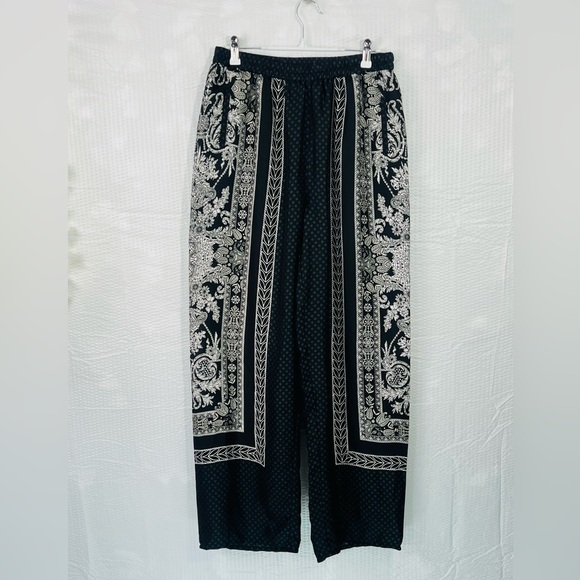 Bar III bandanna Style Casual Palazzo Pants Black And White Size medium Lined - Picture 10 of 13